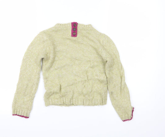 Indigo Girls Green Floral Knit Pullover Jumper Size 5-6 Years - Love