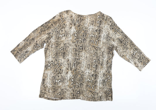 Marks and Spencer Womens Beige Animal Print Pullover Jumper Size 18