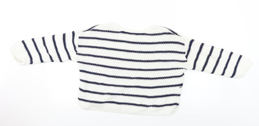 New Look Girls White Striped Pullover Jumper Size 12-13 Years