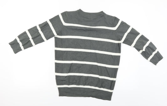Debenhams Womens Grey Striped Pullover Jumper Size 14
