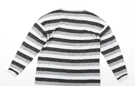 Peacocks Womens Grey Striped Pullover Jumper Size 12