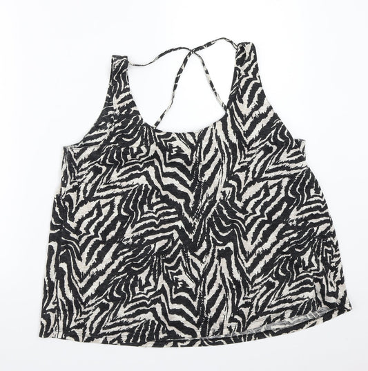 George Womens Beige Animal Print Basic Tank Size 14