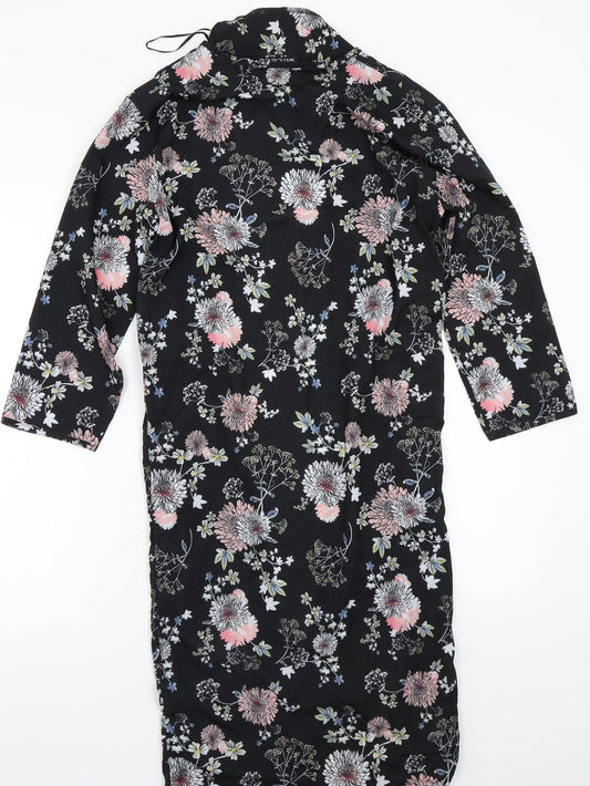 Select Womens Black Floral Cardigan Jumper Size 8