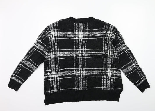 Marks and Spencer Womens Black Check Knit Pullover Jumper Size M