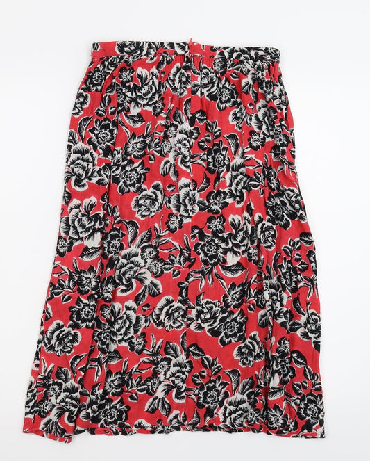 New Look Womens Red Floral Straight & Pencil Skirt Size 8