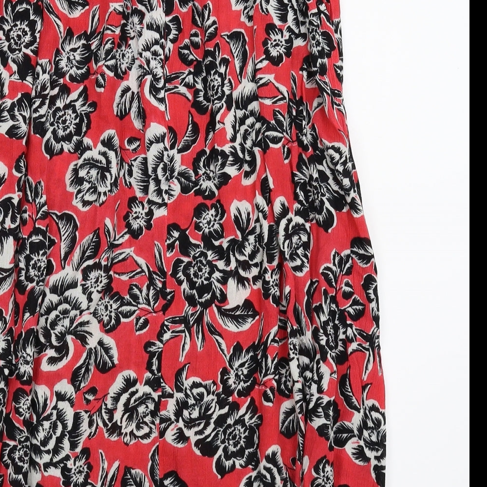 New Look Womens Red Floral Straight & Pencil Skirt Size 8