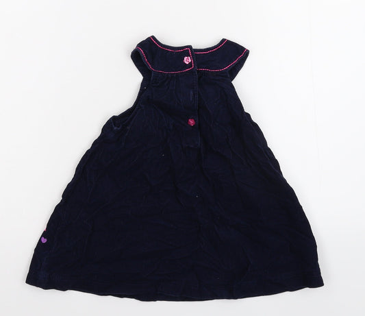 Cheeky monkey Girls Blue Floral Corduroy Fit & Flare Size 12-18 Months