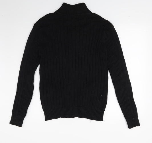 Ceader wood state Mens Black Knit Full Zip Jumper Size M