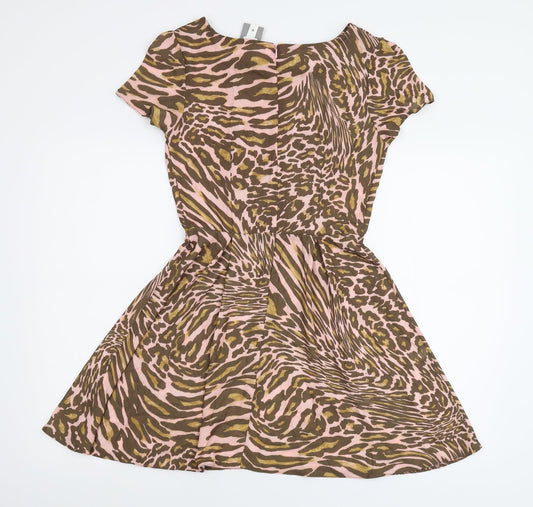 Love Womens Multicoloured Animal Print Skater Dress Size S