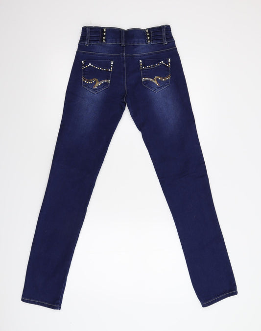 Mariola Girls Blue Damask Skinny Jeans