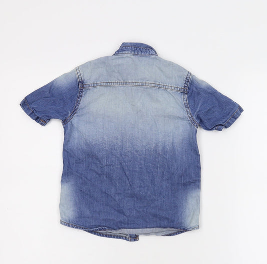 George Boys Blue Denim Basic Button-Up Size 3-4 Years