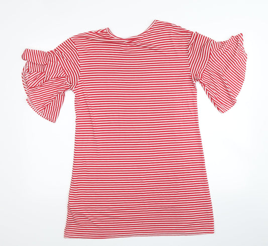 Missguided Womens Red Striped A-Line Size 8