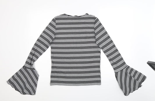 Zara Trafaluc Womens Black Striped Pullover Jumper Size S