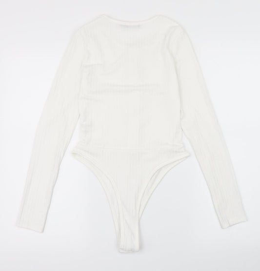 Misspap Womens White Bodysuit One-Piece Size 8