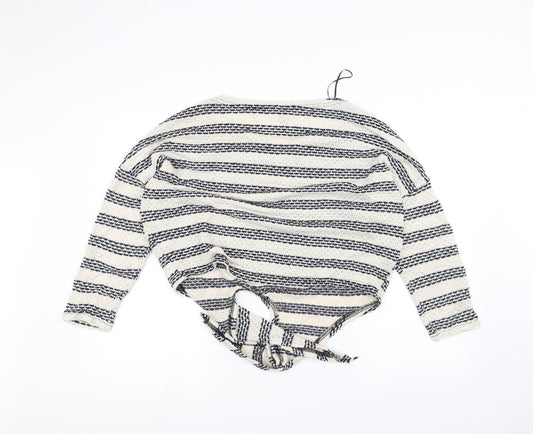 New Look Womens White Striped Knit Pullover Jumper Size M