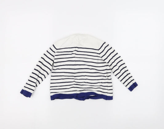 junior j Girls White Striped Pullover Jumper Size 2-3 Years