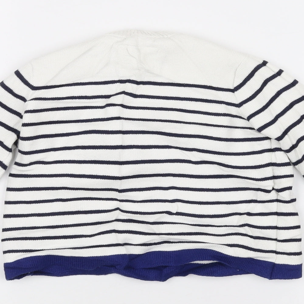 junior j Girls White Striped Pullover Jumper Size 2-3 Years