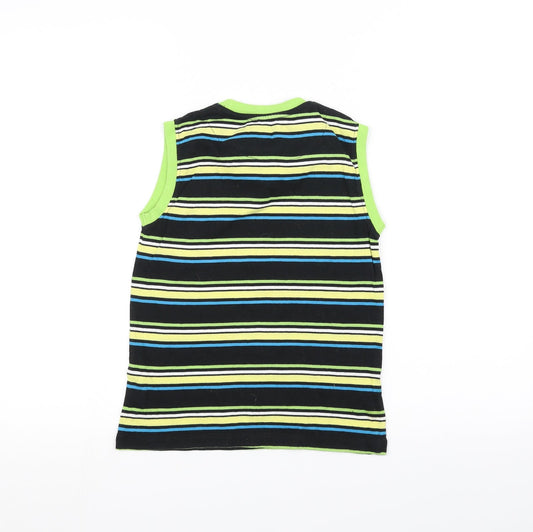 Rebel Boys Black Striped Basic Tank Size 6-7 Years