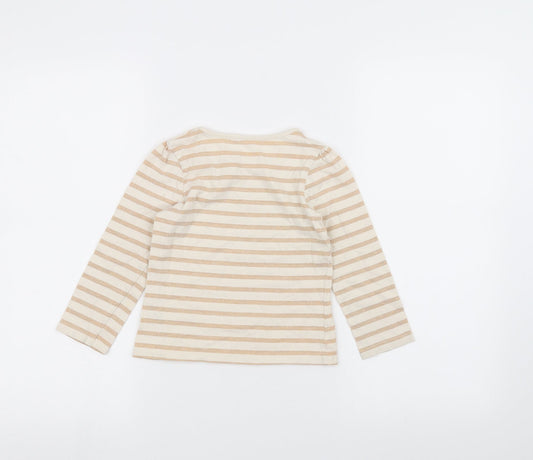 George Girls White Striped Basic T-Shirt Size 3-4 Years