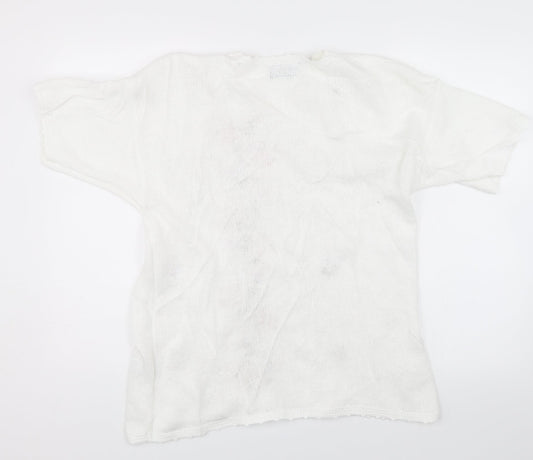 Fashion Extra Womens White Floral Pullover Jumper Size 16