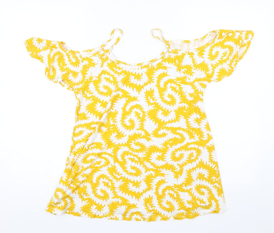 Rainbow Womens Yellow Basic Blouse Size M