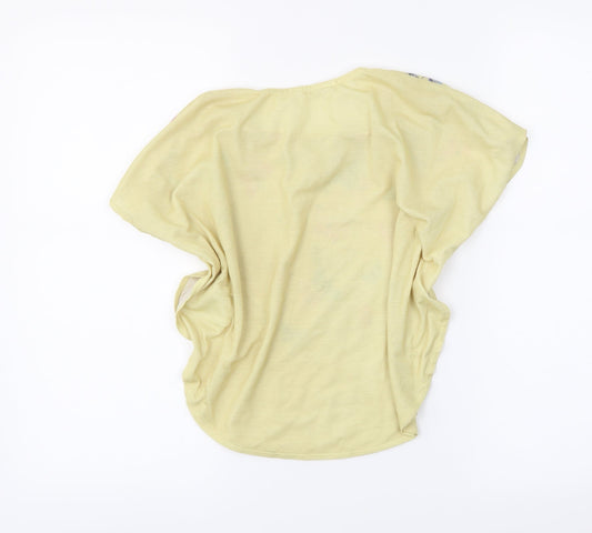 H&M Girls Yellow Floral Basic T-Shirt Size 7-8 Years - butterflies