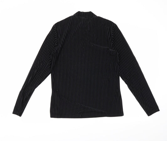 Noisy may Womens Black Striped Basic Blouse Size L