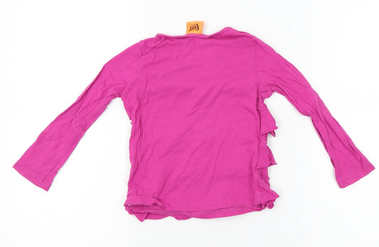 Fun Spirit Girls Purple Basic T-Shirt Size 4 Years - frill detail