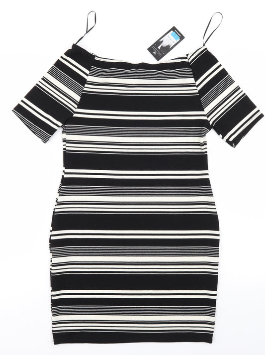 New Look Womens Black Striped Bodycon Size 14
