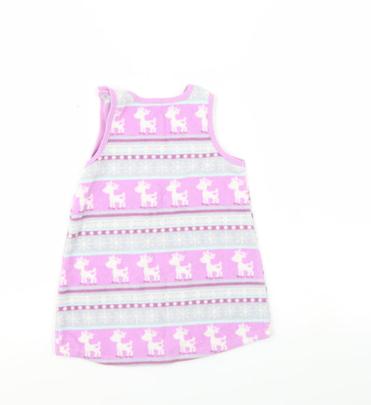 George Girls Multicoloured Animal Print Pinafore/Dungaree Dress Size 12-18 Months