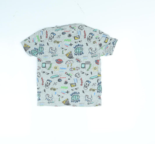 NEXT Boys Grey Spotted Basic T-Shirt Size 7 Years