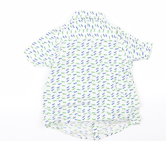 Preworn Boys White Fair Isle Basic Button-Up Size 3 Years - V