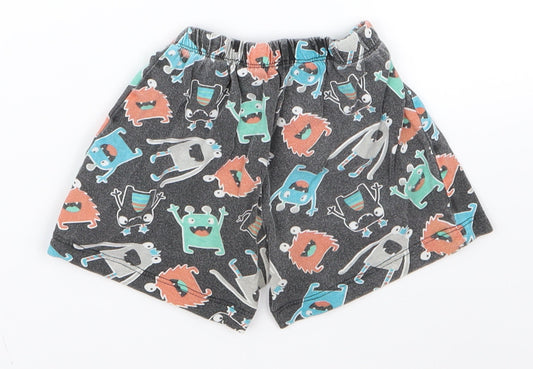 Preworn Boys Black Animal Print Sweat Shorts Size 2 Years - monster