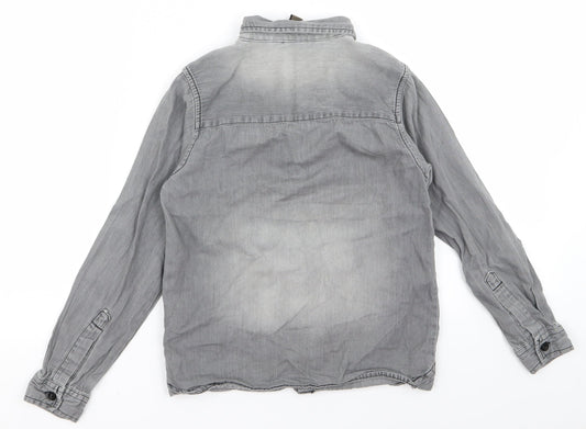 URBSN Boys Grey Basic Button-Up Size 8 Years