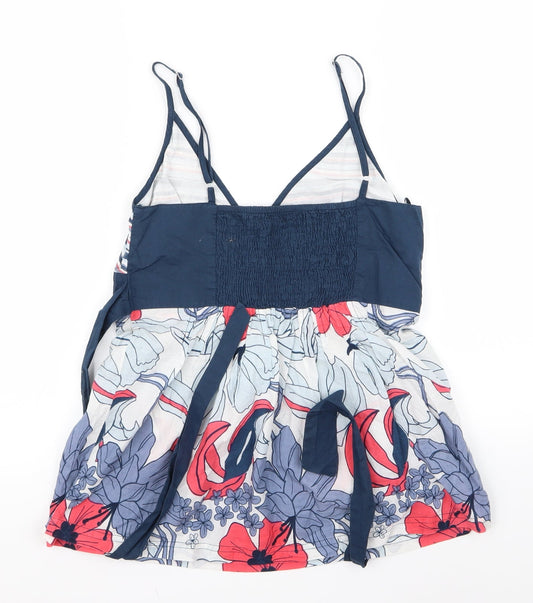 solcal Womens Blue Floral Rayon A-Line Size 10