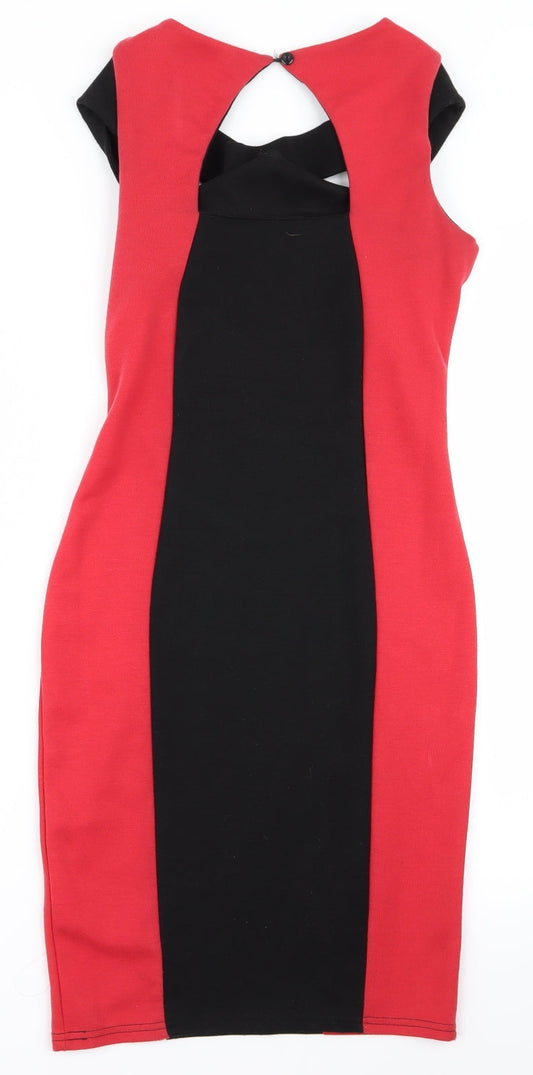 Preworn Womens Red Pencil Dress Size 8