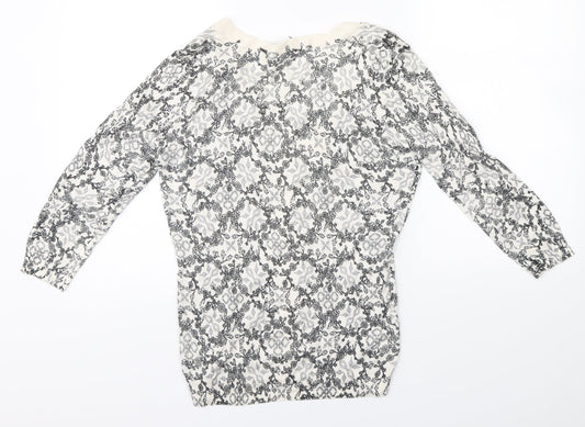 H&M Womens White Floral Cardigan Jumper Size S