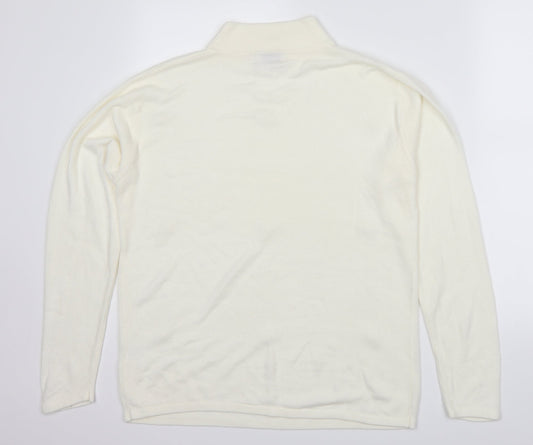 Bonmarché Womens White Argyle/Diamond Pullover Jumper Size S