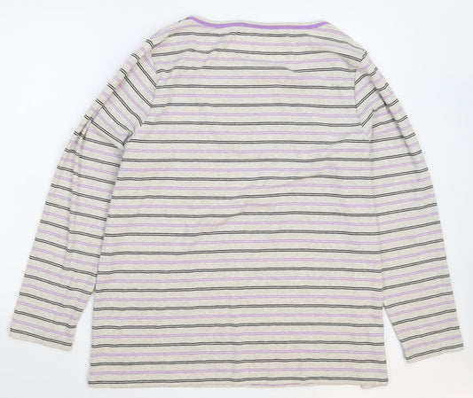 Preworn Womens Grey Striped Pullover Jumper Size 2XL