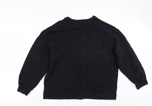 pull & Womens Black Geometric Pullover Sweatshirt Size M
