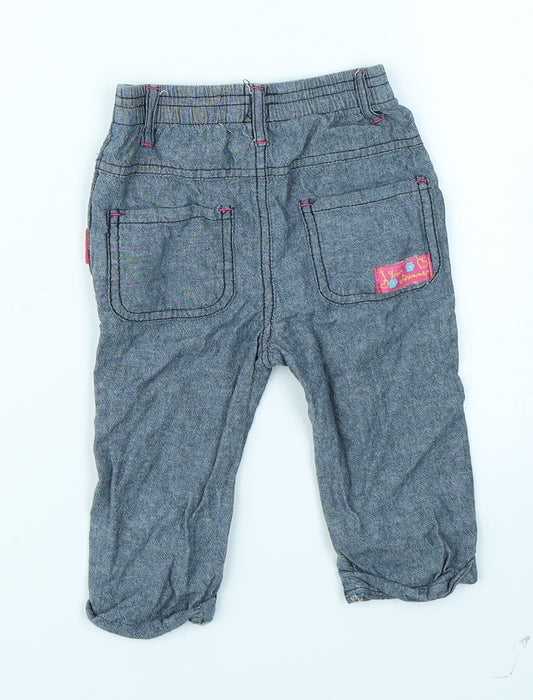 I Love Summer Girls Blue Denim Cargo Jeans Size 12 Months