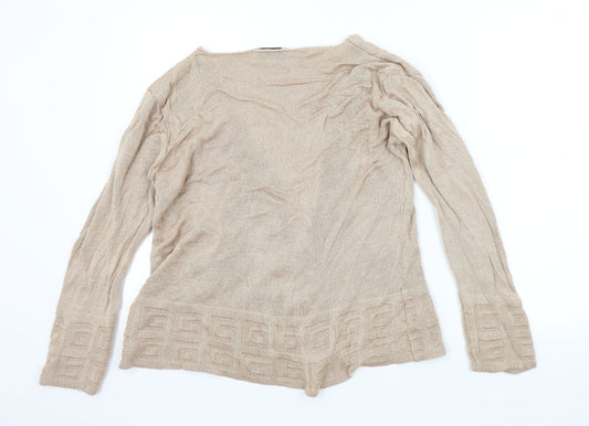 BASSINI Womens Gold Cardigan Jumper Size XL