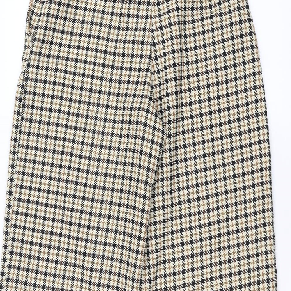 H&M Womens Brown Houndstooth Trousers Size 10 L24 in - cropped