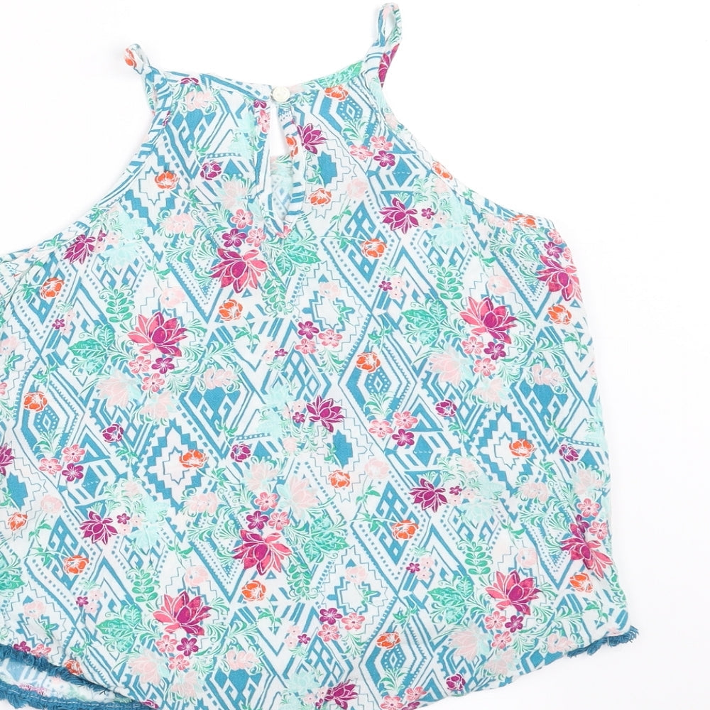 Candy Couture Girls Blue Floral Camisole Blouse Size 9 Years