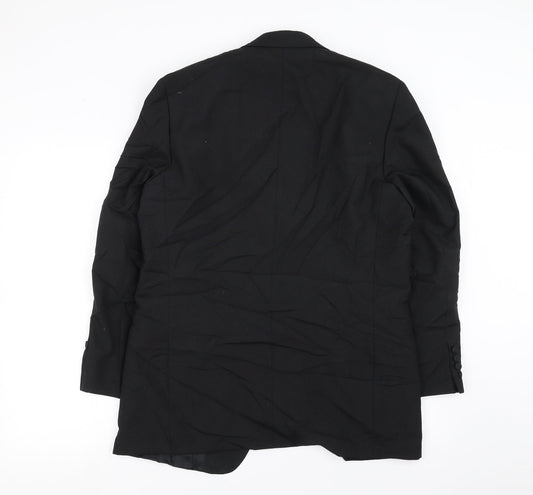 David Moss Mens Black Jacket Suit Jacket Size 38