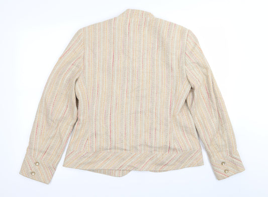 M&S Womens Beige Striped Jacket Blazer Size 14