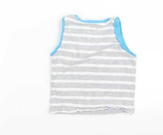 Matalan Boys Grey Striped Basic Tank Size 18-24 Months