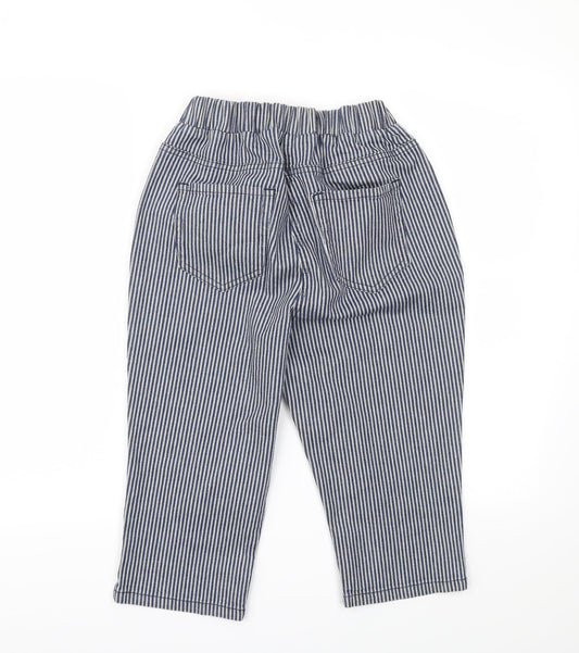 Preworn Womens Blue Striped Capri Trousers Size 30 in L20 in - Stretch waistband