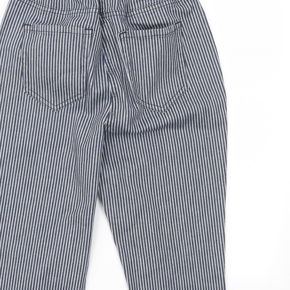 Preworn Womens Blue Striped Capri Trousers Size 30 in L20 in - Stretch waistband