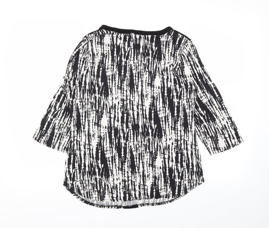 Papaya Womens Black Animal Print Basic T-Shirt Size 14